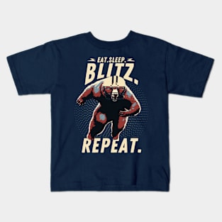 Eat Sleep Blitz Repeat Bear Football Player Kids T-Shirt